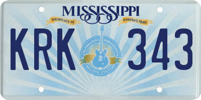 MS license plate KRK343