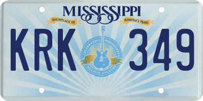MS license plate KRK349