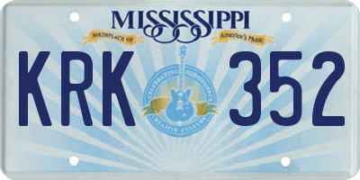 MS license plate KRK352