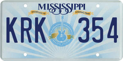 MS license plate KRK354