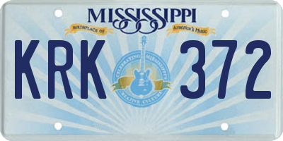 MS license plate KRK372
