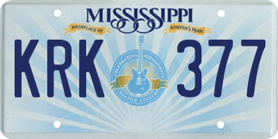 MS license plate KRK377