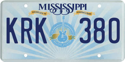 MS license plate KRK380