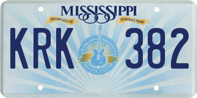 MS license plate KRK382