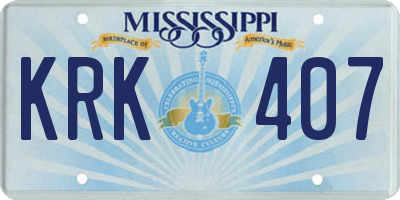 MS license plate KRK407