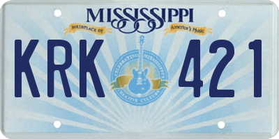 MS license plate KRK421