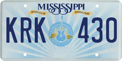 MS license plate KRK430
