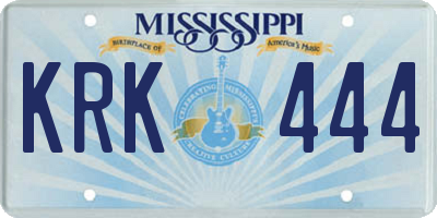 MS license plate KRK444
