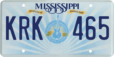 MS license plate KRK465