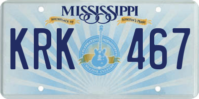 MS license plate KRK467