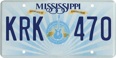 MS license plate KRK470