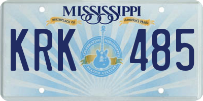 MS license plate KRK485