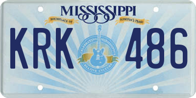 MS license plate KRK486