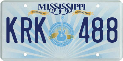 MS license plate KRK488