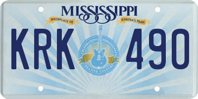 MS license plate KRK490