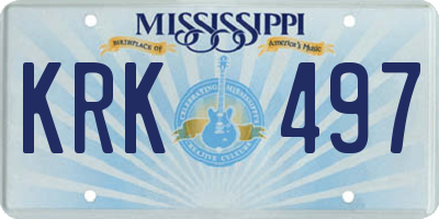 MS license plate KRK497