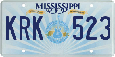 MS license plate KRK523