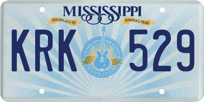 MS license plate KRK529