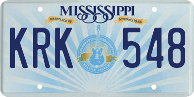 MS license plate KRK548
