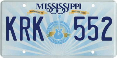 MS license plate KRK552