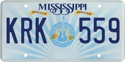 MS license plate KRK559