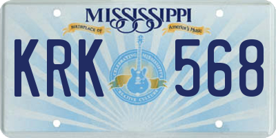 MS license plate KRK568