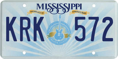 MS license plate KRK572