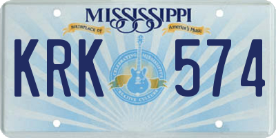 MS license plate KRK574