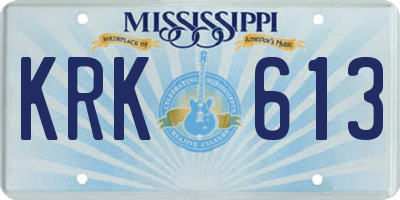 MS license plate KRK613