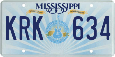 MS license plate KRK634