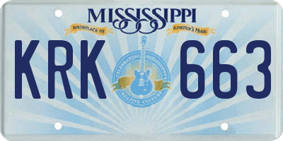 MS license plate KRK663