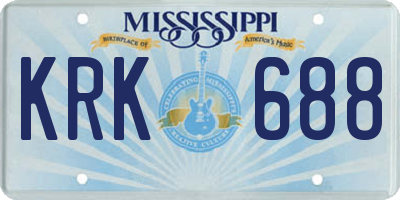 MS license plate KRK688