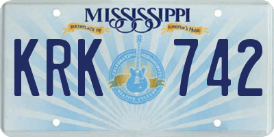 MS license plate KRK742