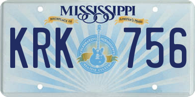 MS license plate KRK756