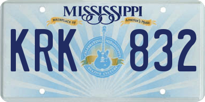 MS license plate KRK832