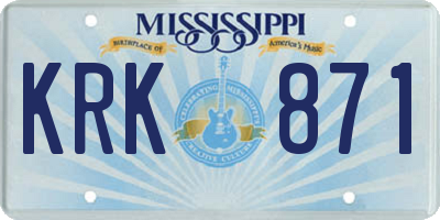 MS license plate KRK871