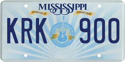 MS license plate KRK900