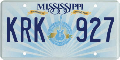 MS license plate KRK927