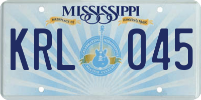 MS license plate KRL045