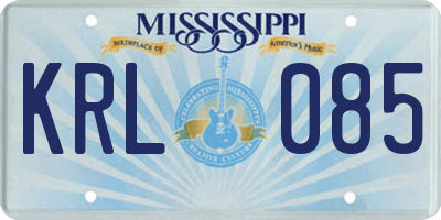 MS license plate KRL085