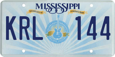 MS license plate KRL144