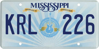 MS license plate KRL226