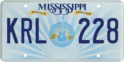 MS license plate KRL228
