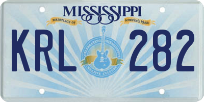 MS license plate KRL282