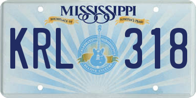 MS license plate KRL318