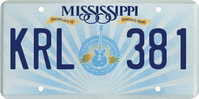 MS license plate KRL381