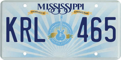 MS license plate KRL465