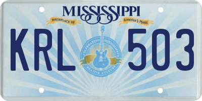 MS license plate KRL503