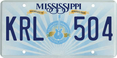 MS license plate KRL504
