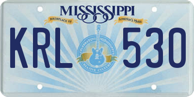 MS license plate KRL530